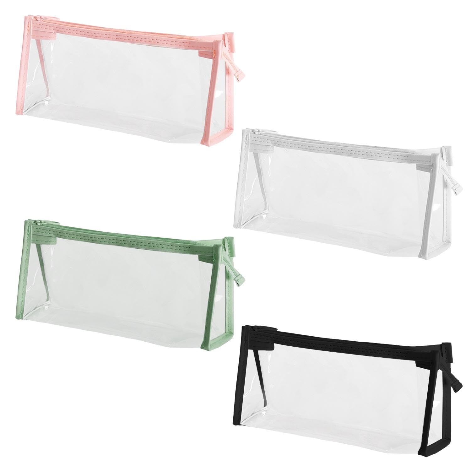 EOWVISN 4 Pieces of Simple Triangular Pencil Bags, Simple Student Stationery Bags, Large-Capacity Pencil Bags, Portable Storage Bags, Waterproof Pencil Bags, Libraries and Other Scenes
