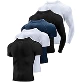 Niksa Men's Compression Shirts, Short Sleeve Athletic Compression Tops Dry Workout T Shirt, Rash Guard Base Layer Undershirt