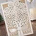 WISHMADE Rustic Laser Cut Wedding Invitations Ivory Invitation Cards with Kraft Insert for Engagement Baby Shower Birthday Quinceanera (50 Pieces)