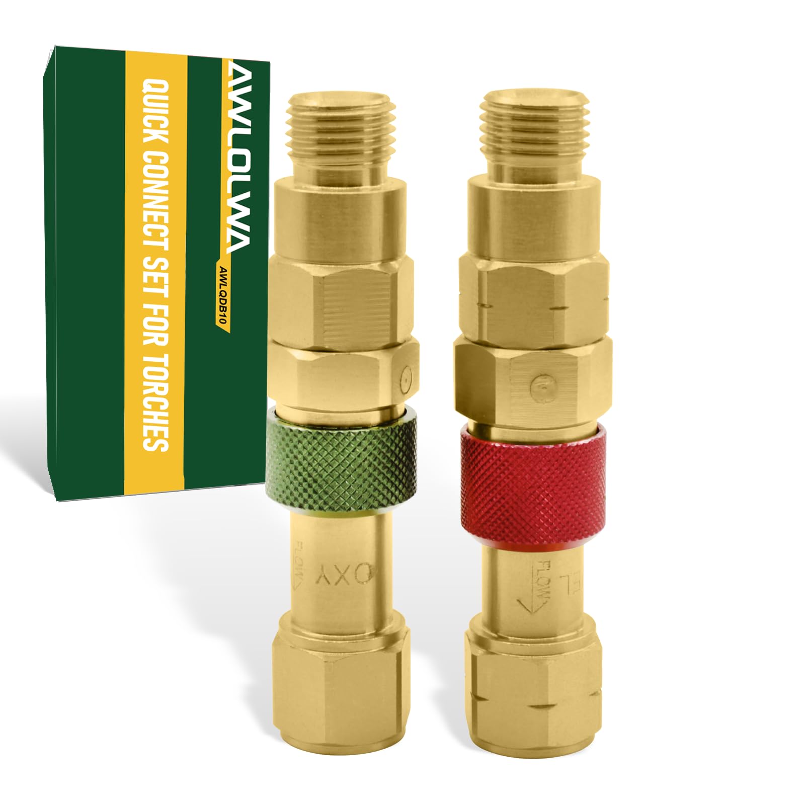 Photo 1 of ?AWLOLWA QDB10 Oxy Acetylene Quick Connects Set, Fit 9/16"-18 B Fittings, Hose to Torch Quick Connect, with Check Valves