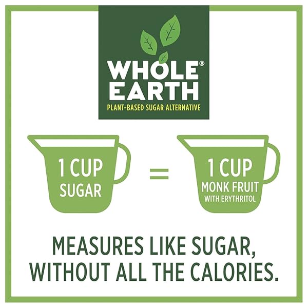 WHOLE EARTH, PLANT-BASED SUGAR ALTERNATIVE – GOLDEN SWEETENER ERYTHRITOL & MONK FRUIT, ZERO CALORIES, NO ARTIFICIAL COLORS AND KETO FRIENDLY (32OZ / 2LB)