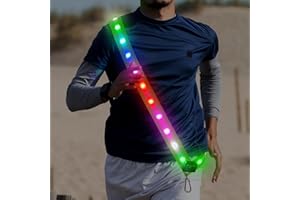 GLOVION LED Reflective Running Gear Sash 4 Lights Colors in One Adjustable Safety Running Vest Belt for Night Walking High Visibility Running Gear for Men Rechargeable LED Running Belt Reflective Gear