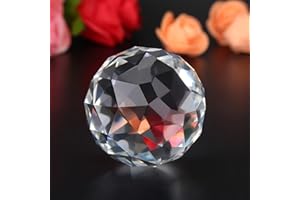 60mm Clear Crystal Ball, Faceted Sphere, Transparent Quartz Divination Tool, Decorative Accent for Home Office Meditation, Fe