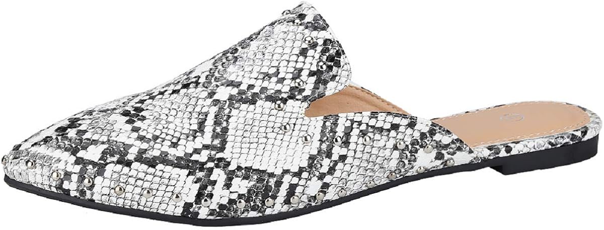 Womens Backless Slip On Loafer Flats Mules Low Heel Shoes