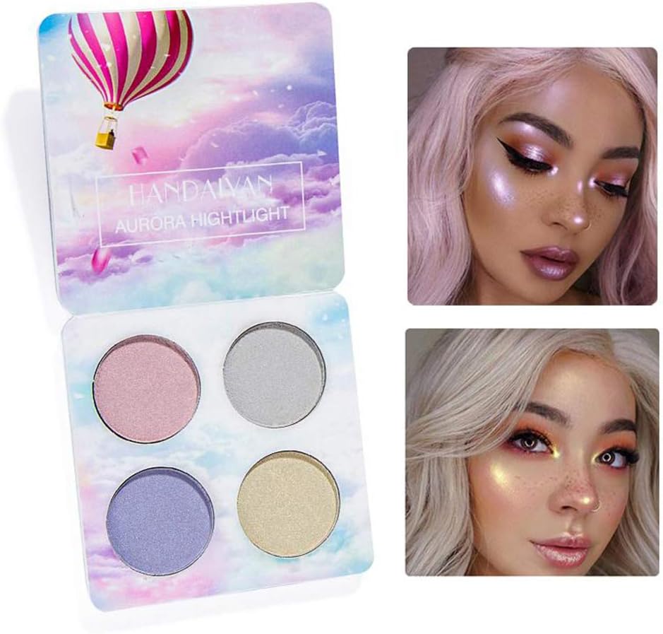 Highlighter Makeup Face Contour Glitter Long Lasting Eyeshadow Palette Cosmetic Shades Powder, Ideal for Cosmetic Show, Live Show, Prom Night, Dance Par(#02)
