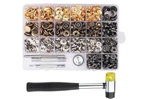 HOULIBIFY 485PCS Stainless Steel Snaps, Metal Screws Snaps Marine Grade 15mm Heavy Duty Snap Button Press Stud Cap for Jeans Fabric Jackets Clothes Bag Leather DIY Craft