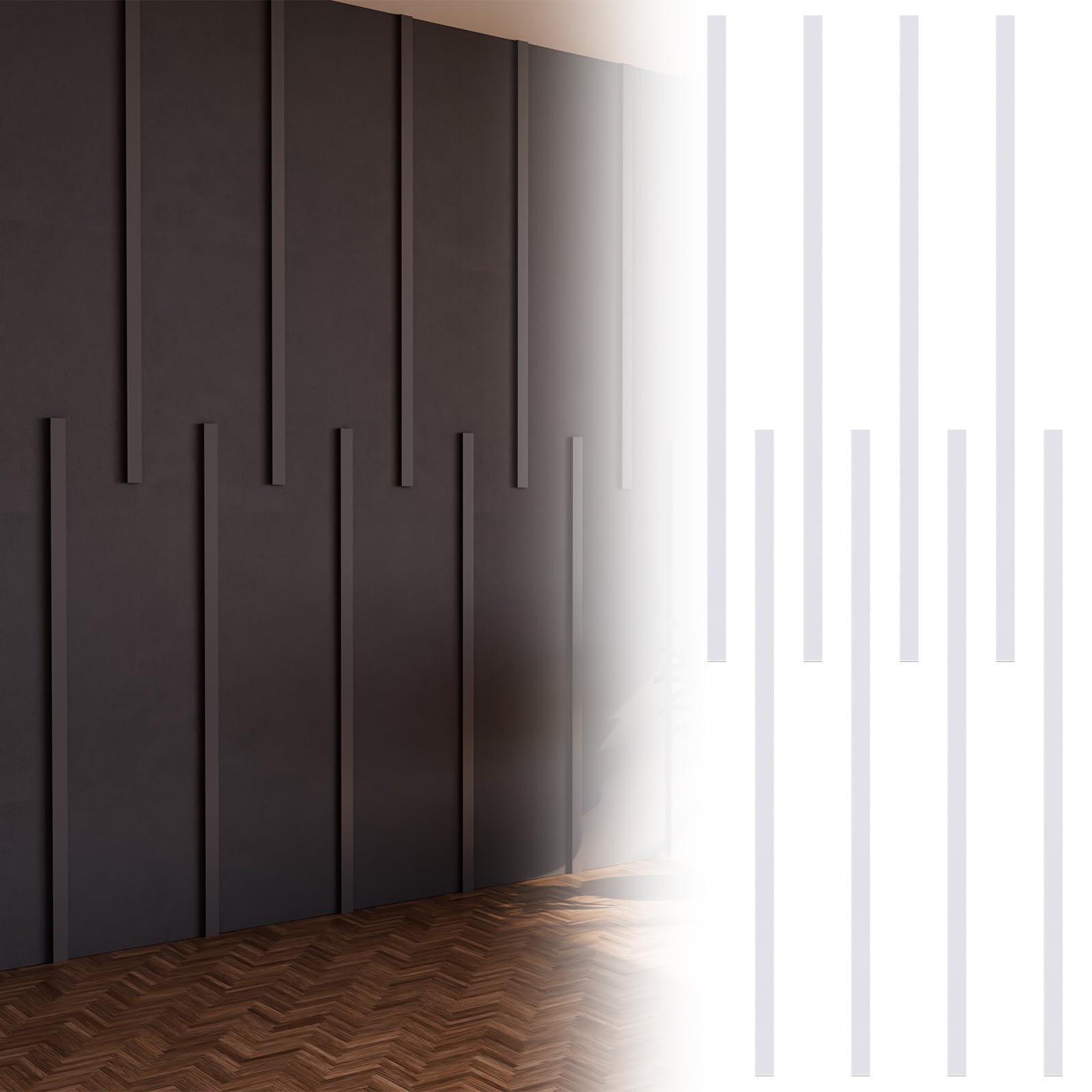 Photo 1 of Pangda Peel and Stick Wall Molding Kit Flat Wall Molding Kit for Living Area Decor Premade Wainscoting Panels Accent Panel for Home, Office, Hallway, Dining Room(Simple Style)