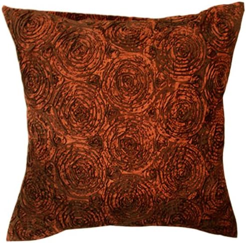 Lif 3D Brown Roses Accent Decorative Throw/Toss Pillow Cover (For Sofa, Car and Living Room Square, 1 Cover for 16 x 16 Inserts)