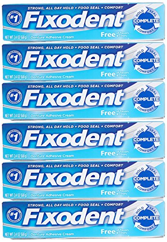 Fixodent Complete Free Denture Adhesive Cream 2.4 Oz (Pack of 6)