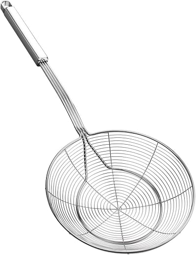 YFWOOD Strainer Skimmer Spider Ladle Stainless Steel 18cm 44cm Handle