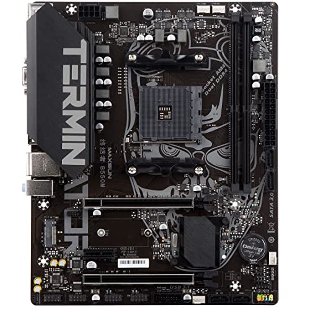MAXSUN Motherboard B550 Terminator Gaming M-ATX PC Motherboard AMD AM4 Zen 3, DDR4, PCIe 4.0, M.2, SATA 6Gb/s, USB 3.2 HDMI/VGA, Micro ATX AMD for Ryzen 5000 & 3000 Series Processors