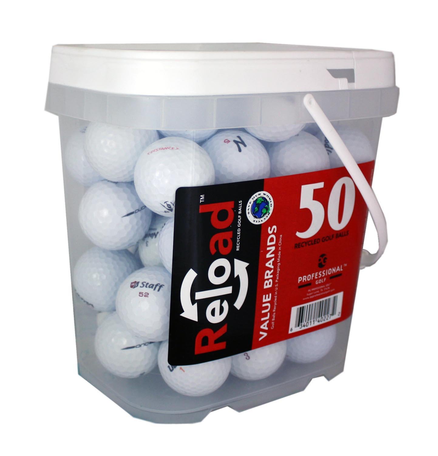 Reload - Cubo de 50 pelotas de golf recicladas, color blanco, talla única