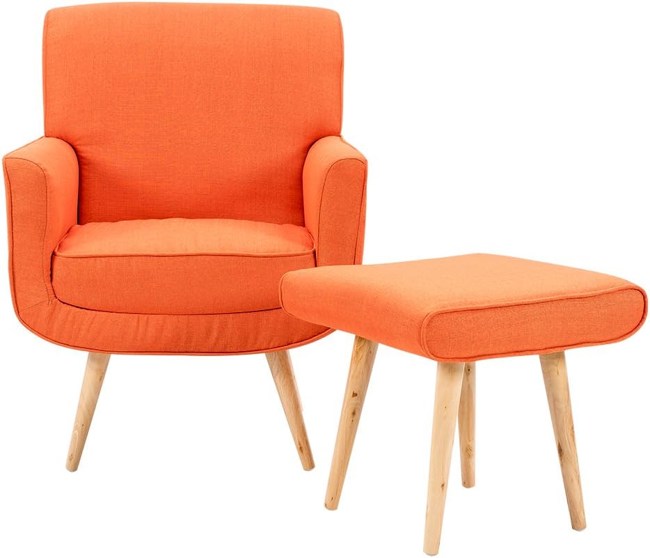 Panana S Accent Fabric Armchair With Footstool Orange Amazon Co Uk Kitchen Home
