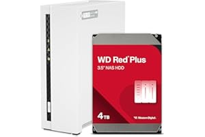 QNAP TS-133-14WD-US 1 Bay Home NAS with 4TB Storage Capacity, Preconfigured WD Red Plus HDD Drive Bundle, with 1GbE Ports