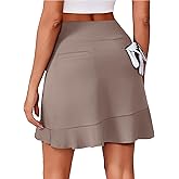 PINSPARK 18" Golf Skorts for Women with 6 Pockets UPF50+ High Waist Ruffle Athletic Tennis Casual Skirts