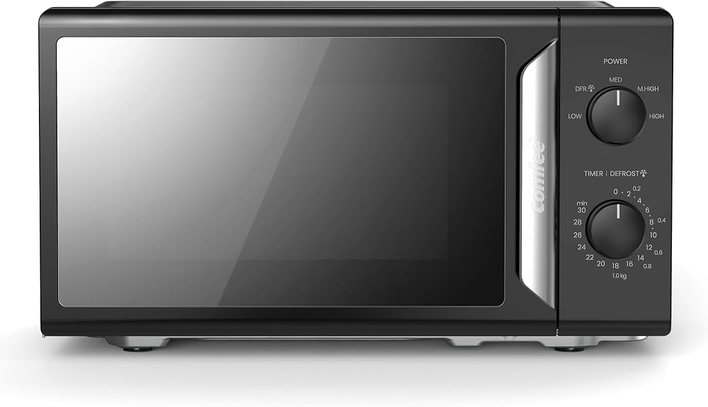 COMFEE' 19L Mini Microwave Oven Black & Mirror, 700W, Quick Defrost