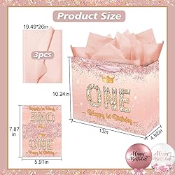 Rose Gold Happy 1st Birthday Gift Bag for One Year