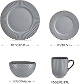 Tower Empire 16 Piece Dinnerware Set Stoneware Grey and Brass view 6