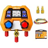 Elitech HVAC Digital Manifold Gauge Set DMG-2SE with Hoses &amp; R410A Adapters | 88 Refrigerants, &plusmn;1% FS Accuracy, P/T Calculation, Evap &amp; Cond Temp, HVAC/R &amp; Automotive AC Applications