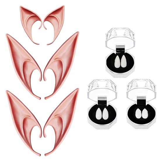 Buy Lulu Home Vampire Teeth Vampire Fangs And Elf Ears For Halloween Costume Costume Play Party Favors Online At Low Prices In India Amazon In
