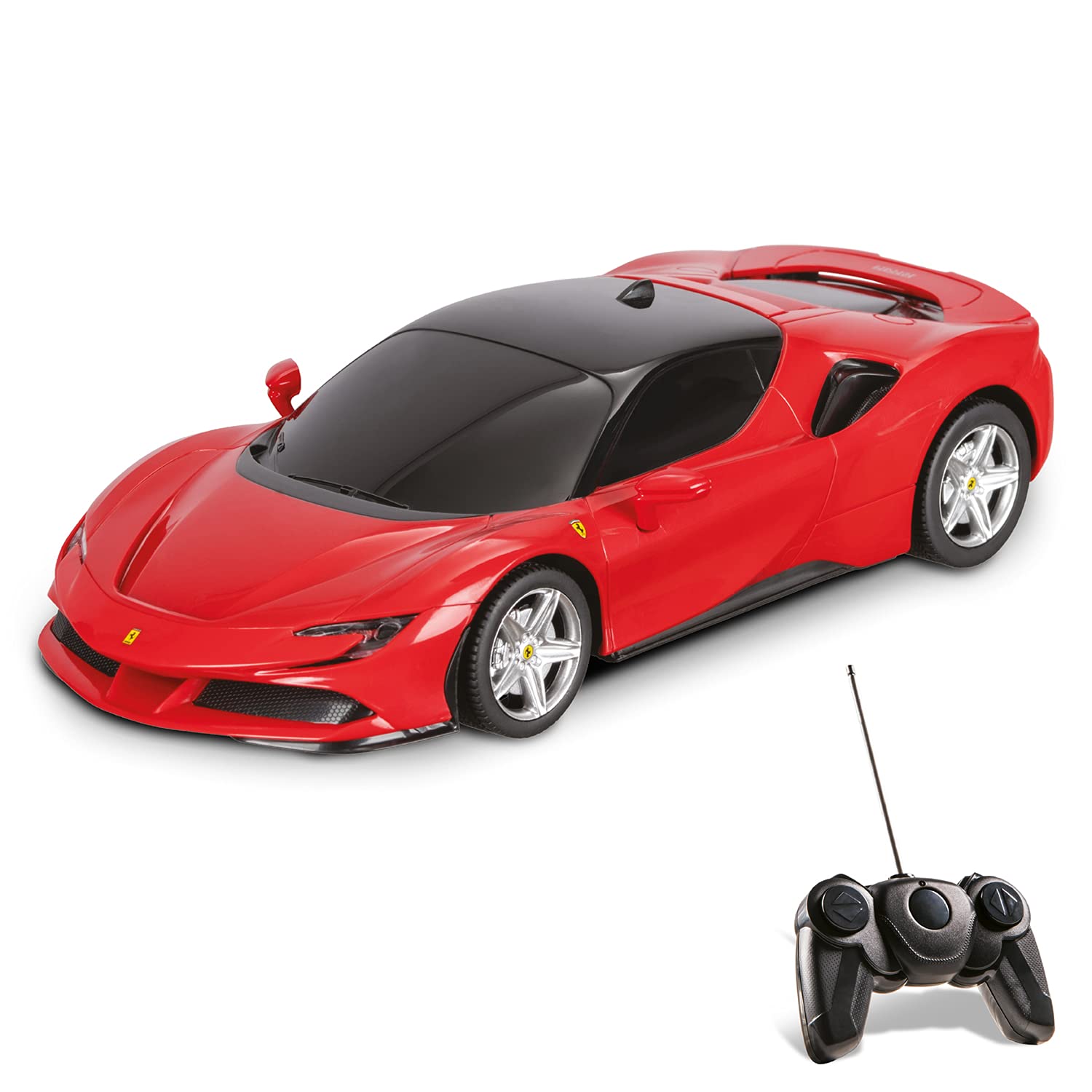 mondo Motors - Ferrari R/C Radio Controlled Car - SF 90 Road Model 1/24 Scale - Child Play Car - Red - 63660
