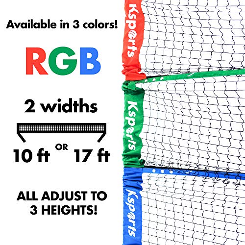 image for Ksports Badminton Net Bundle 3pc Red | 17ft Multi Sports Combo Net | T