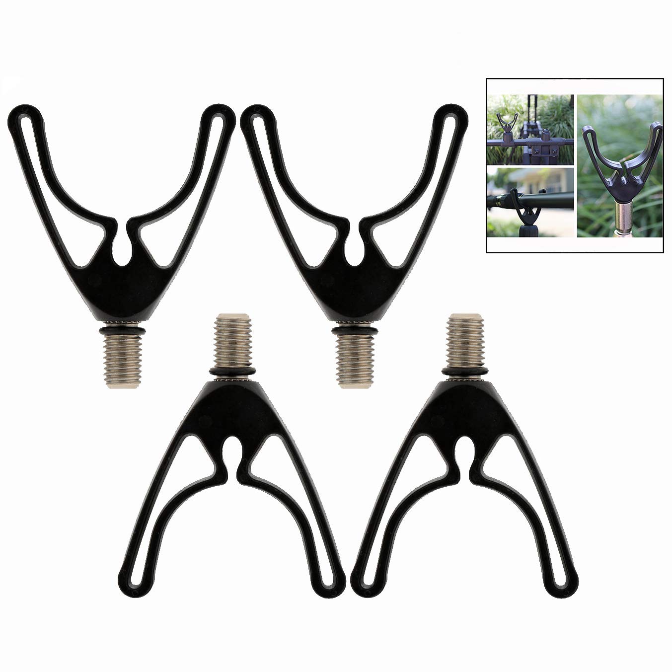 LHKJ 4pcs Rod Rests Fishing, Back Lays For All Pods/Bank Sticks Holder Bracket Head Fishing Grip Connect with Fishing Rod Pods for Carp Coarse Fishing Accessory