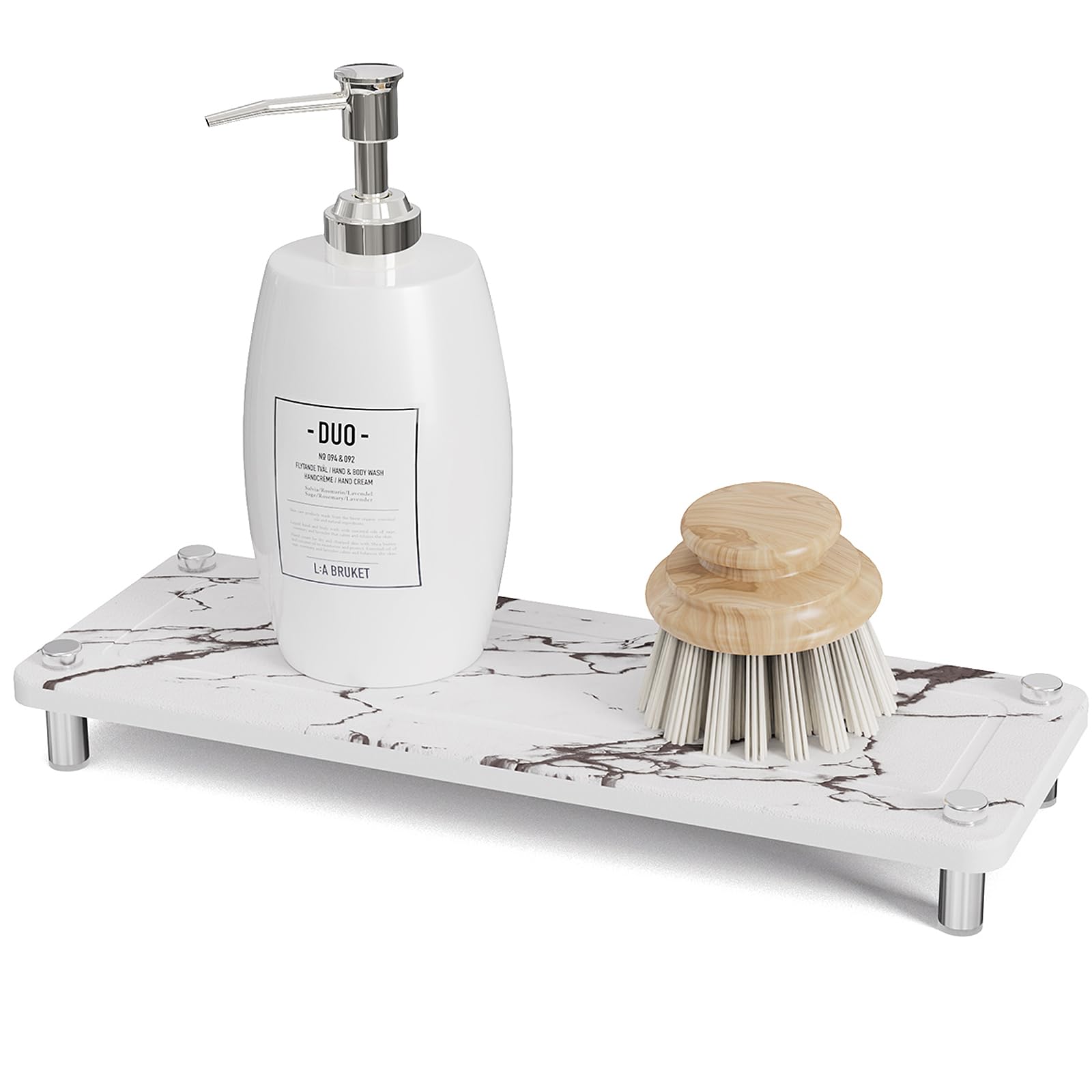 Photo 1 of Johamoo Stone Drying Tray, Water Absorbing Stone Tray for Sink, Bathroom Diatomaceous Earth Fast Drying Stone Sink Tray Caddy, Kitchen Instant Dry Sponge Soap Holder Stand (Marble)