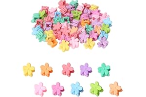50 Pieces Mini Colorful Color Hair Clips Claw Hair Clips Flower Hair Pin Toddlers Hair Accessories Random Assorted,For Girls 