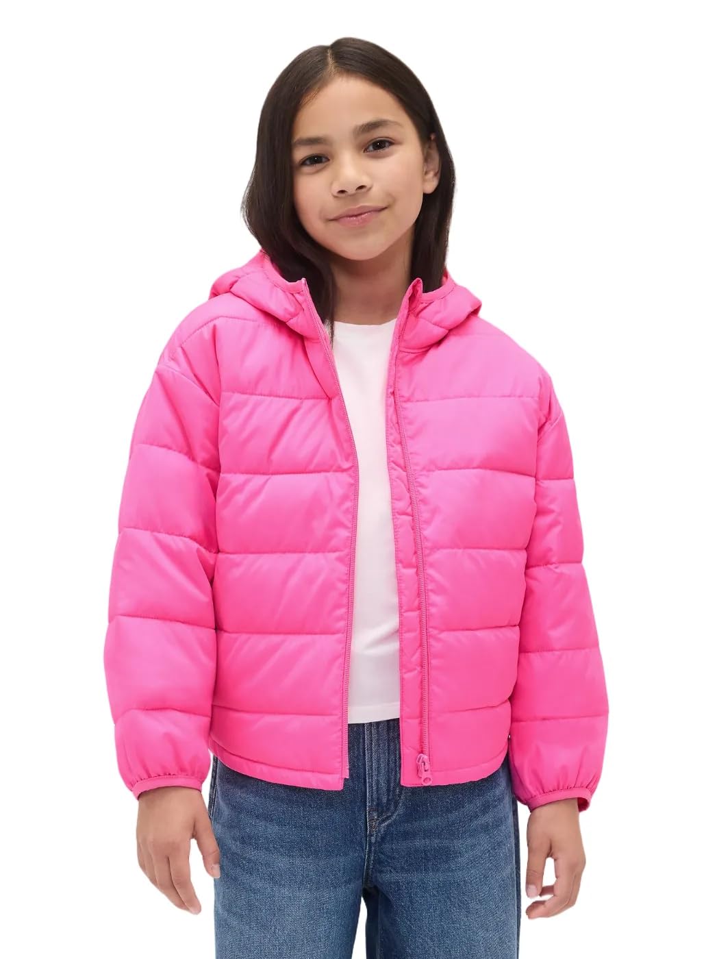 GAP Girls Logo Lightweight Puffer Jacket Phoebe Pink L