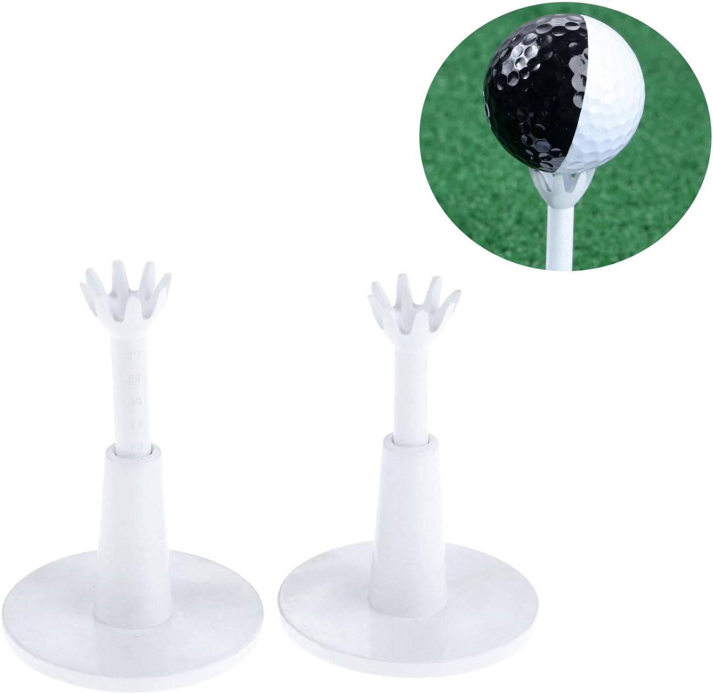 MUXSAM 2 PCS Adjustable Golf Tees White Plastic Golf Tees