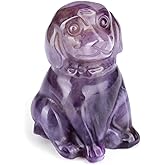MANIFO Amethyst Crystal Dog Figurine Healing Gemstone Lucky Cute Stone Dogs Statue Ornament for Dog Lovers Home Office Crystals Gifts