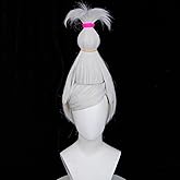 Probeauty Seiko Ayase Cosplay Wig DAN DA DAN Silver Grey Wig, Short Wig with Rubber Band for Anime Costume Party