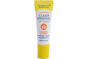 THE SEAWEED BATH CO. Seaweed Bath Co. Hydrating Clear Mineral Lip Shine SPF 20 Sunscreen Zinc Oxide Lip Balm, .35 Oz, Moisturizing Care for Dry, Chapped Lips