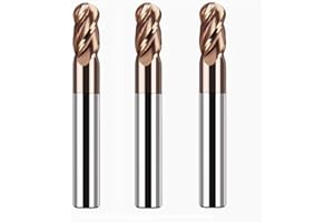 LAHDYFHOE 3 PCS 4 Flutes 1/2'' Carbide Ball Nose End Mill, Carbide End Mills 4-Edge CNC Milling Bits Cutter Iron-HRC55 - TISIN Coated for Alloy Steels, Hardened Steels(3pcs Ball Nose 1/2” End Mills)