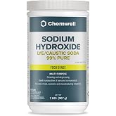 Chemwell Caustic Soda (2 lbs) - Pure Sodium Hydroxide Lye for Soap Making, Cleaning, Drain Opening or Maintenance &amp; Industrial Use