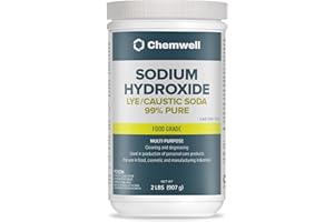 Chemwell Caustic Soda (2 lbs) - Pure Sodium Hydroxide Lye for Soap Making, Cleaning, Drain Opening or Maintenance & Industrial Use