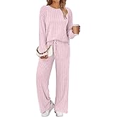 LILLUSORY Womens Lounge Sets 2 Piece Matching Pajamas Fall Fashion 2026 Ribbed Knit Outfits Long Sleeve Casual Sweatsuits