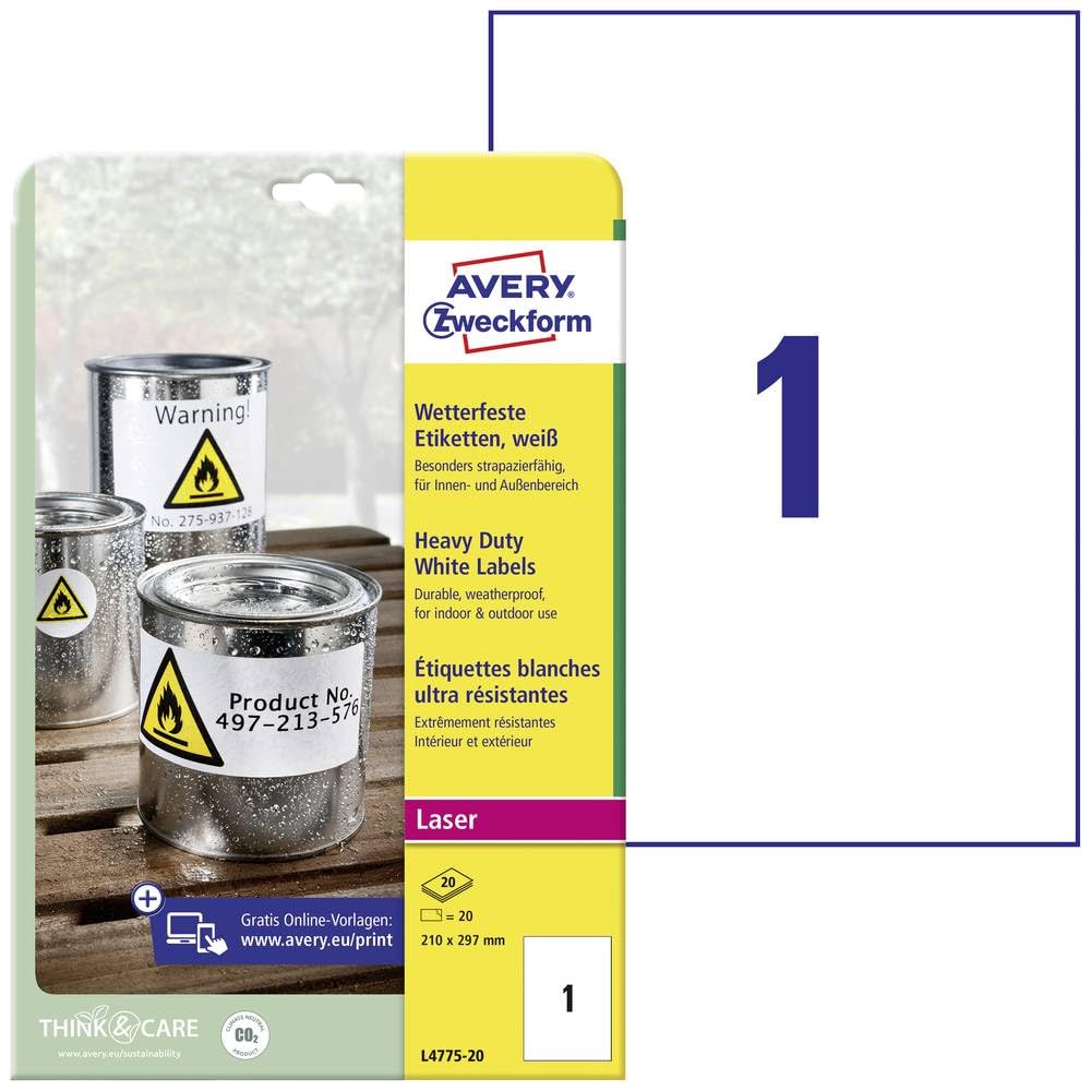 AVERY ETIKETTEN L4775-20 210X297MM WS