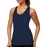 Tank Top for Women 2024, Workout Tank Tops Woman, Long Athletic Racerback Tank Tops for Women, Compression Sleeveless Shirts (Small, Navy Blue)