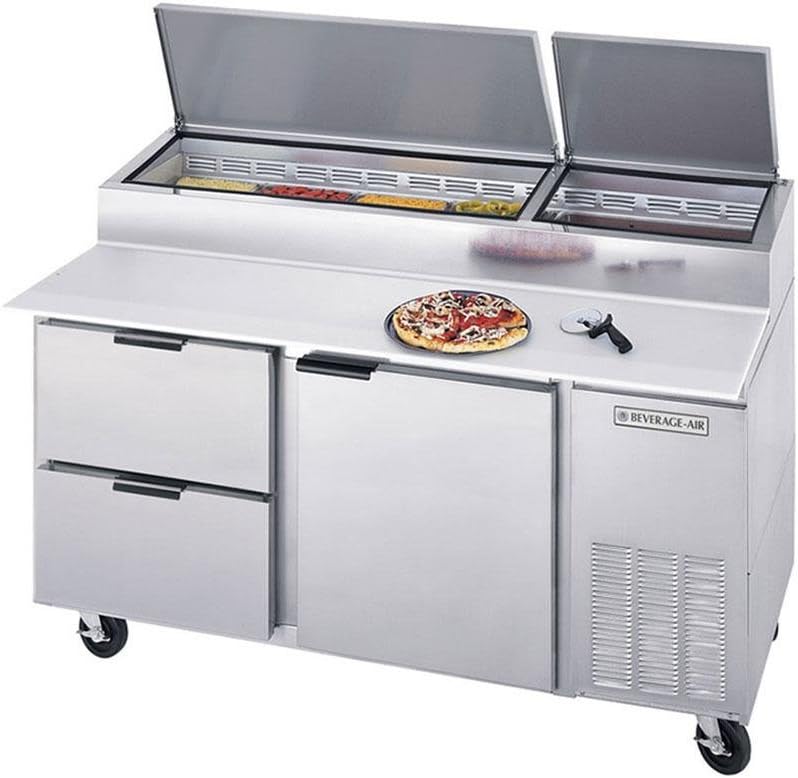 Beverage-Air DPD67-2 67" Pizza Prep Table with One Door and Two Drawers