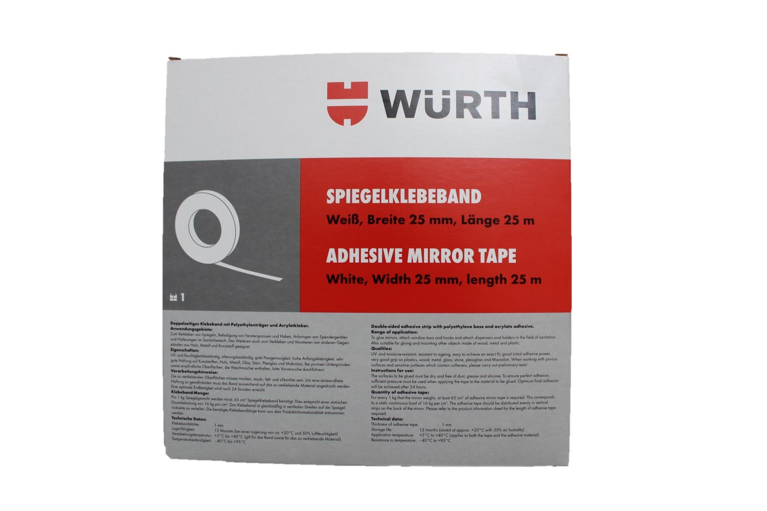 Wurth NASTRO specchio Bianco 25 mm x 25 m, Black