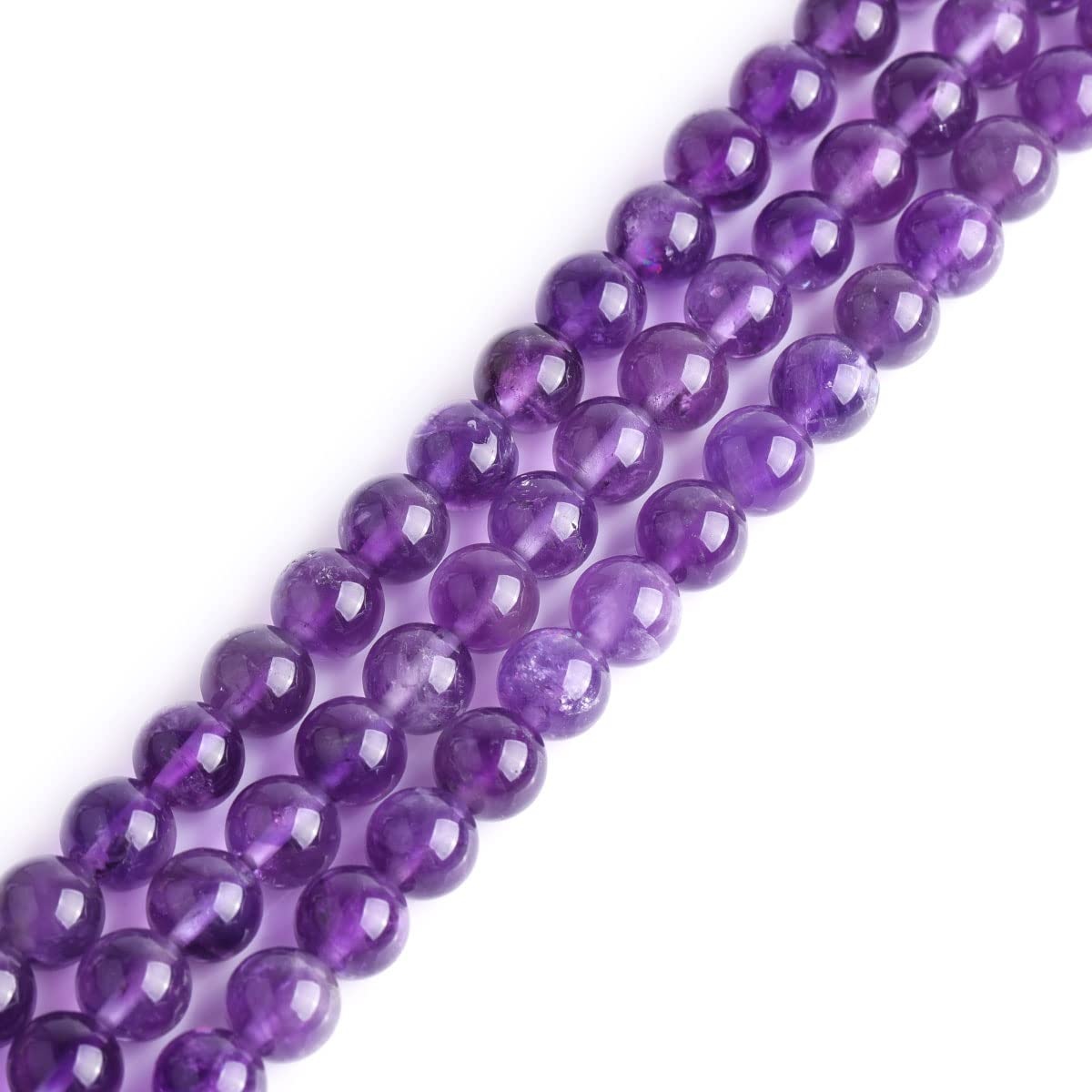 GEM-Inside 8mm Light Purple Amethyst Round Gemstone Semi Precious Loose Beads for Jewellery Making 15''