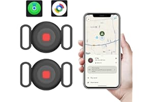 HYPHOON Bluetooth Dog Tracker Tag, Pet Tracker for Dogs with Silicone Collar Holder, Works with Apple Find My & Android Find Hub, IP67 Waterproof Anti-Lost Locator, Black 2 Pack