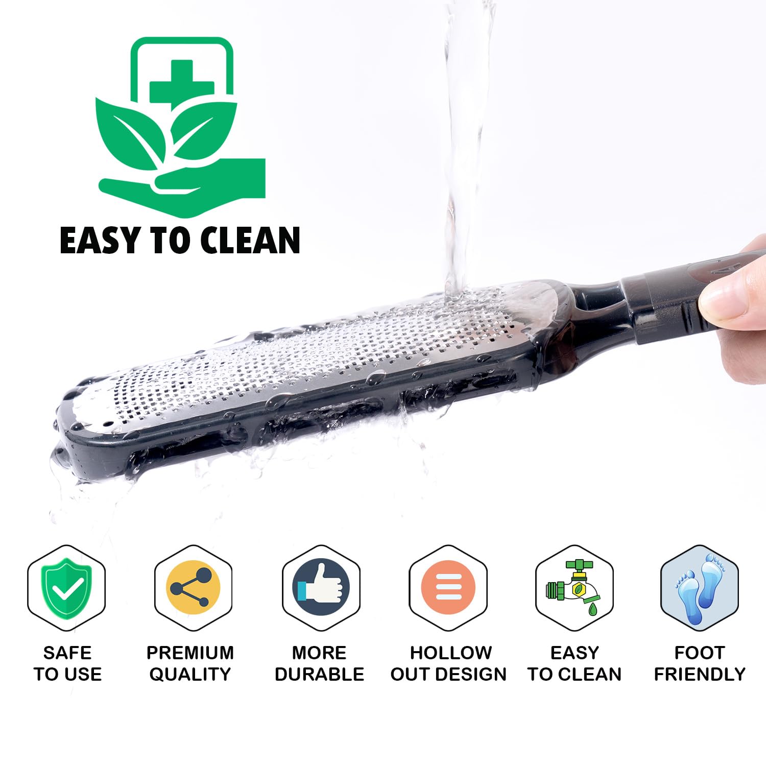 Antonki Foot File for Dead Skin, Double Sided Callus Remover for Feet, Metal Foot Scrubber for Cracked Heel, Professional Foot Scraper Rasp Pedicure Tool to Remove Hard Skin - 2 in 1 Foot File