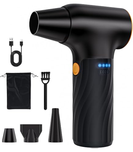 Soffiatore AC-27 Air Duster 130.000 Giri/min - Pulizia Potente Con Batteria 8000 MAh, LED E Velocità Regolabile, Per PC Auto E Esterni