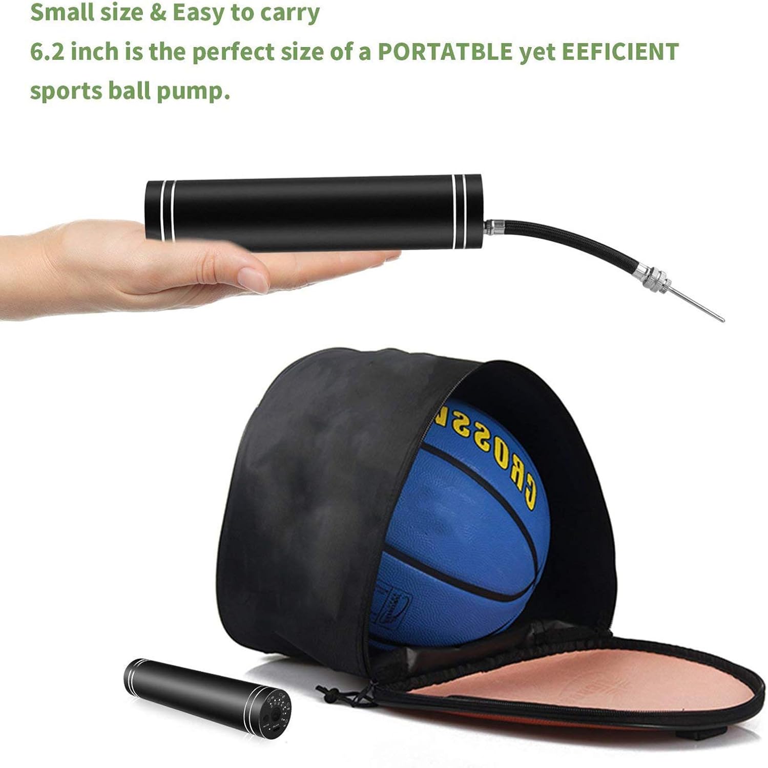 Automatic Electric Fast Ball Pump with Needle and Nozzle - Air Pump for Inflatables, Athletic Basketball, Soccer, Volleyball, Football, Sport Ball and Swimming Ring - Faster Inflation : Sports & Outdoors