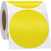 Hycodest Thermal Label Stickers 3" Circle Sticker Direct Thermal Labels Self-Adhesive Thermal Paper Roll 350 pcs (Yellow)