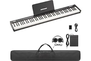 GarveeHome 88-Key Semi-Weighted Digital Piano – Full-Size Portable Keyboard with Sustain Pedal, Power Adapter, Headphones, an