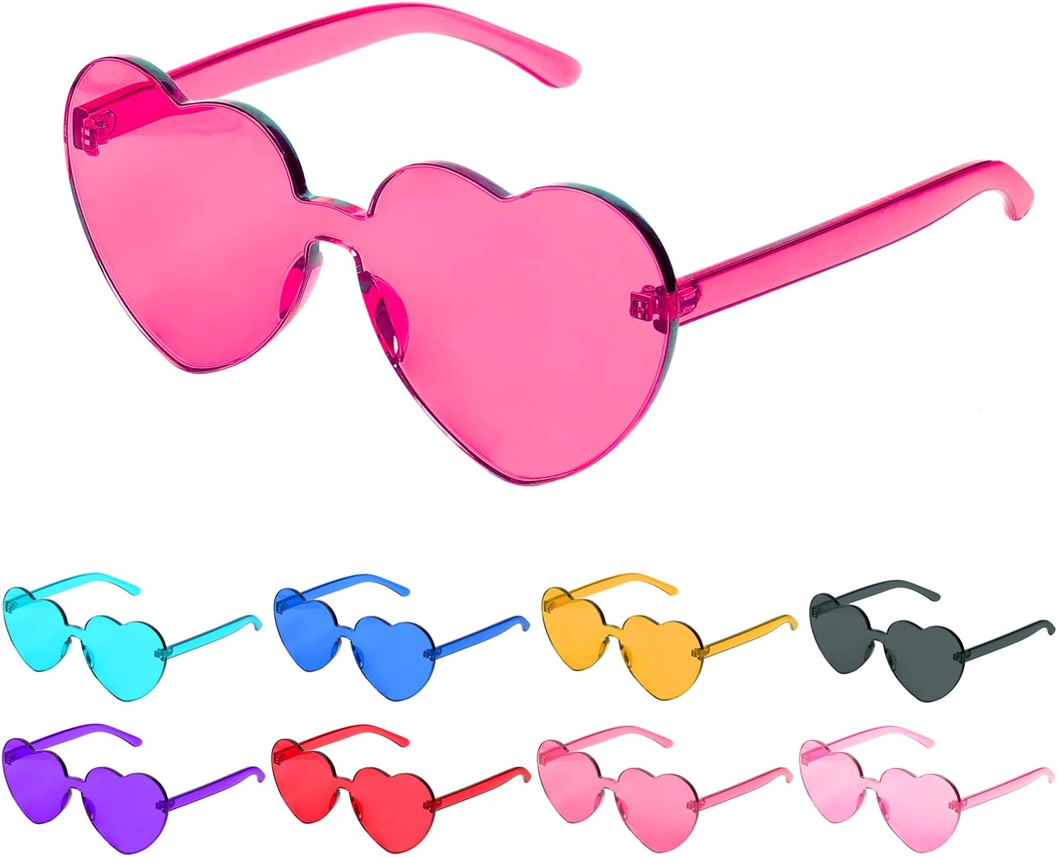 Elcoho Valentine's Day Heart Shaped Sunglasses Rimless Heart